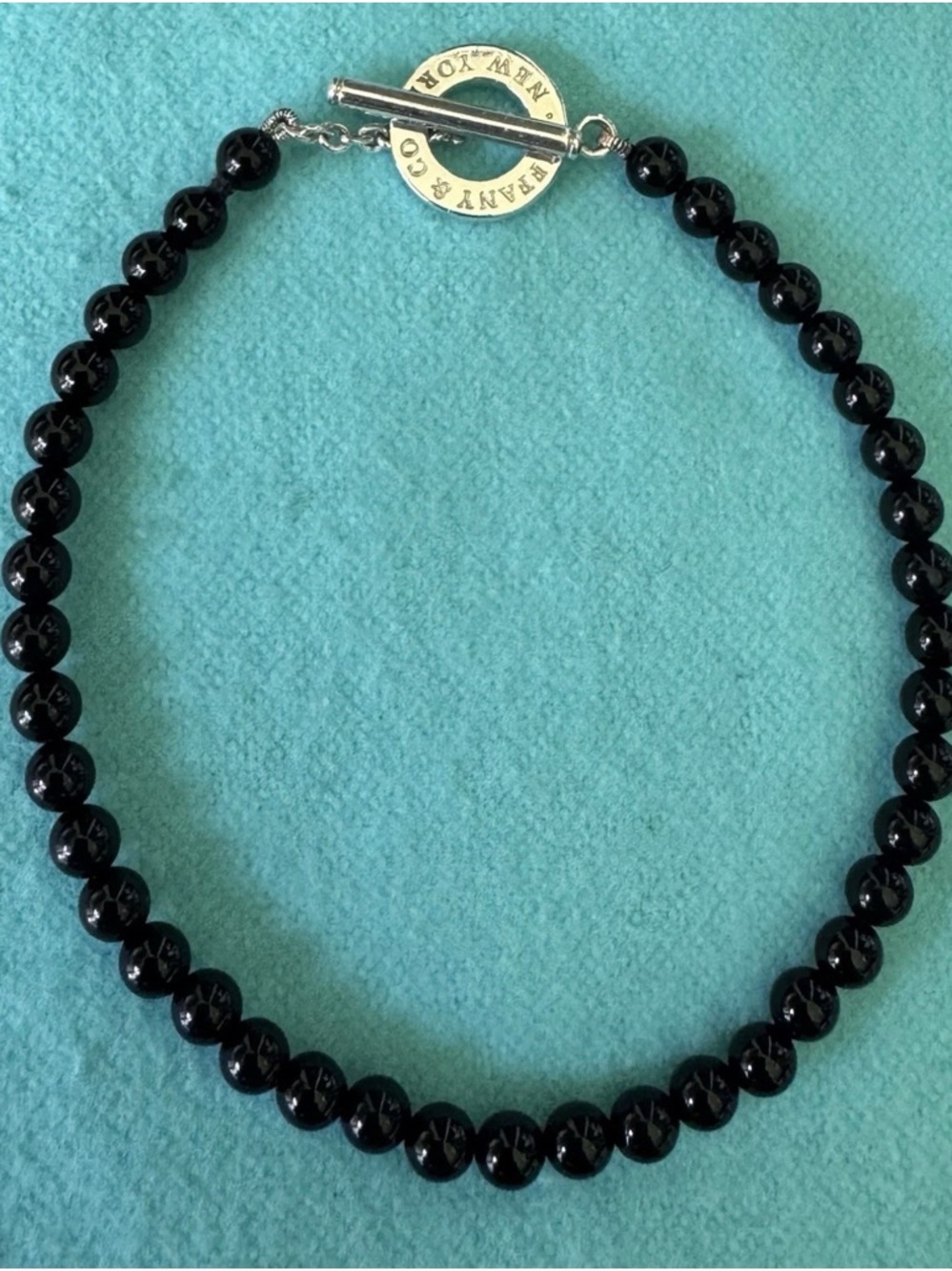 Tiffany & Co. Onyx Beads 4mm Bracelet in Sterling Silver 7.3 inches